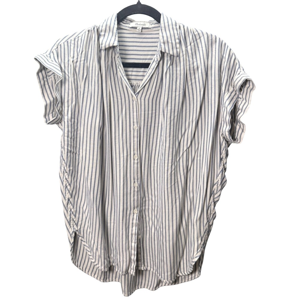 Madewell Central Shirt Women XS Blue Striped Button Down Coastal Nautical Preppy